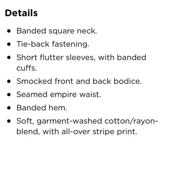 NWT Flutter-Sleeved Striped Smocked Babydoll Swing Blouse, Women Small - Picture 7 of 8